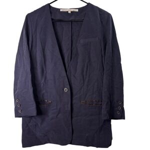 NWT Rachel Roy Womens Blazer Jacket Size 2 Navy Blue Casual Work Career